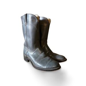 Vintage Laredo Charcoal Leather Cowboy Boots Western Worn-In Patina Size 10